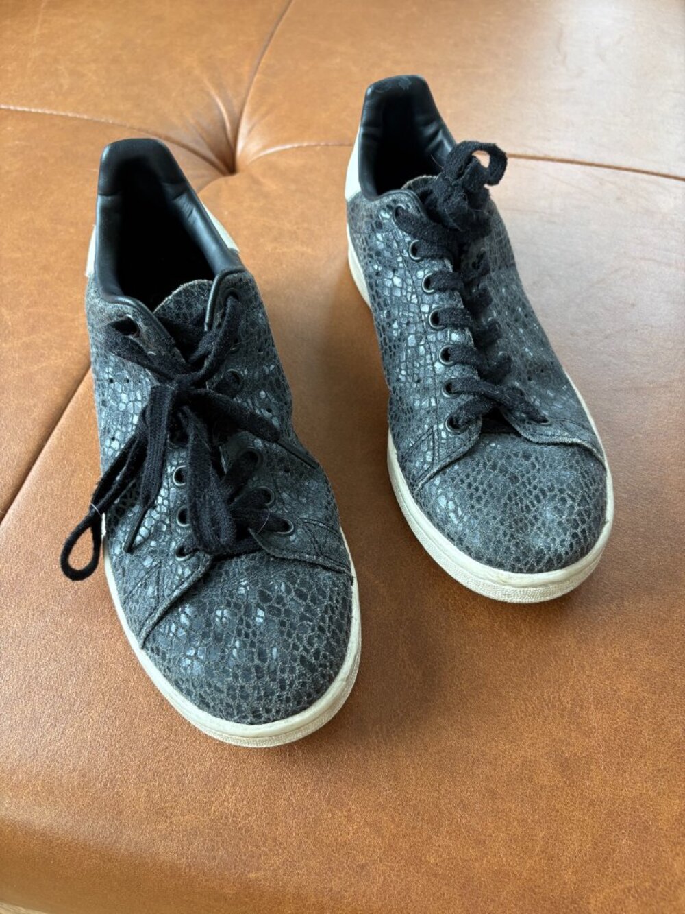 Adidas Originals Stan Smith Black Snakeskin Sneakers | Men's Size 8.5 - Picture 3 of 6